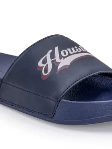 Red Tape Men Navy Blue & White Printed Sliders