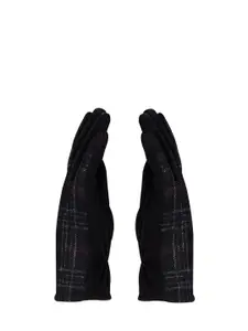 Bonjour Men Black Checked Winter Gloves
