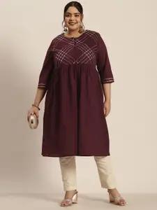 Sztori Plus Size Pure Cotton Embellished Gotta Patti A-Line Kurta