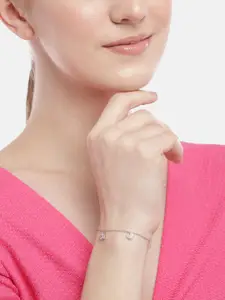 Zavya Women Silver-Toned Cubic Zirconia Rhodium-Plated Charm Bracelet