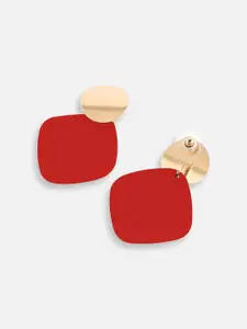 SOHI Women Gold Plated Red Circular Drop Earrings