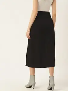 Antheaa A-Line Ruched Side Slit Midi Skirt