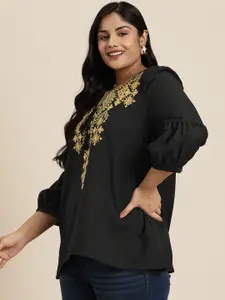 Sztori Plus Size Ethnic Motifs Embroidered Kurti