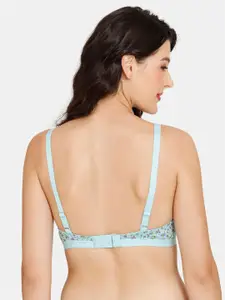Rosaline by Zivame Blue & Green Floral Bra