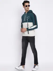 Cantabil Men Colourblocked Hooded Woolen Sweatshirt