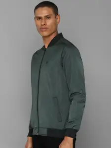 Allen Solly Men Green Solid Bomber Jacket