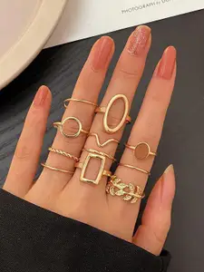 Jewels Galaxy Set Of 11 Gold-Plated Contemporary Stackable Rings