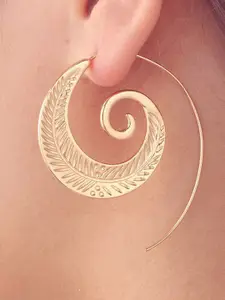 Jewels Galaxy Gold-Toned Gold Plated Contemporary Hoop Earrings