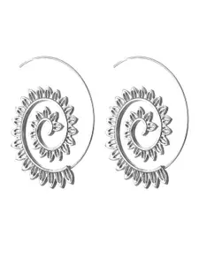 Jewels Galaxy Silver-Toned & Silver Plated Contemporary Hoop Earrings