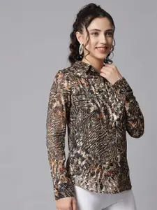 Beatnik Women Animal Printed Chiffon Casual Shirt