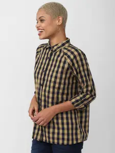 FOREVER 21 Women Tartan Checked Cotton Casual Shirt