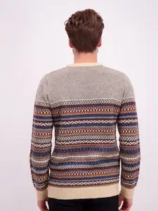 LINDBERGH Men Beige & Brown Striped Striped Pullover