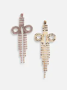 SOHI Gold Plated Contemporary Drop Earrings