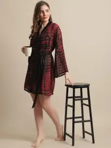 Claura Women Printed Tie & Dye Lounge Robe