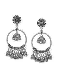 LAIDA Silver-Plated Classic Jhumkas Earrings