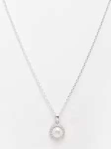 Clara Rhodium Plated Pearl Studded Sterling Silver Pendant
