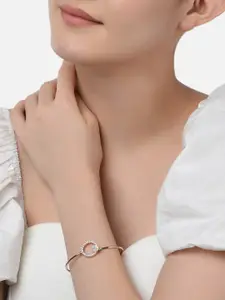 AMI Women Pack Of 2 Brass Gold-Plated Cubic Zirconia Rose Kada Bracelet