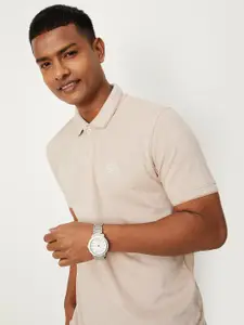 max Men Striped Polo Collar Cotton T-shirt