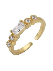 Carlton London Gold-Plated CZ Studded Adjustable Finger Ring