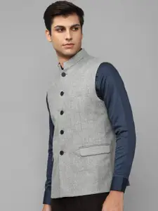 Louis Philippe Men Textured Pure-Wool Nehru Jackets