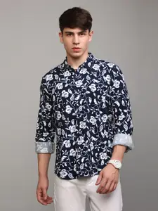 Snitch Men Slim Fit Floral Printed Cotton Casual Shirt