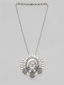 Rubans Copper Silver-Plated Oxidised Necklace