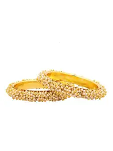 Adwitiya Collection Set of 2 24 CT Gold-Plated Handcrafted Bangles