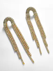 SOHI Gold Plated Contemporary Drop Earrings