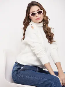 Madame Women Acrylic Pullover With Fuzzy Detail