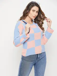 Madame Women Checked Acrylic Pullover
