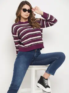 Madame Women Acrylic Striped Pullover