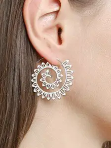 Jewels Galaxy Silver-Plated Contemporary Hoop Earrings