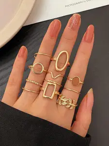 Jewels Galaxy Set Of 11 Gold-Plated Contemporary Stackable Finger Rings