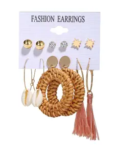 Jewels Galaxy Set of 12 Contemporary Gold Plated Hoop Earrings
