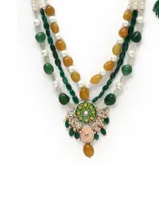 DUGRISTYLE Gold Plated Pearl Beaded Layered Necklace