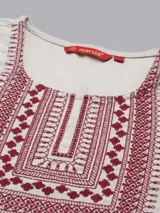 Marcia Women Grey Ethnic Motifs Yoke Design Thread Work Kurta