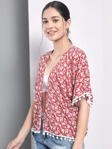 Trend Arrest Women Printed Tasselled Shrug