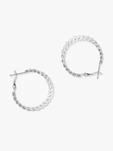 AccessHer Silver-Plated Circular Hoop Earrings