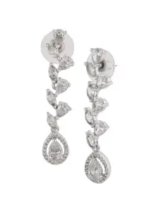 Estele Silver-Plated Cubic Zirconia Teardrop Shaped Drop Earrings