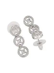 Estele Silver-Plated Cubic Zirconia Circular Drop Earrings