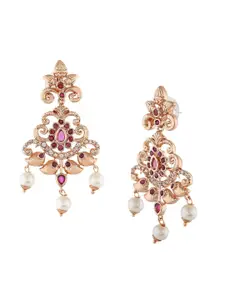Estele Rose Gold-Plated Floral Chandbalis Earrings