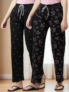 Kryptic Women Pack of 2 Printed Pure Cotton Lounge Pants