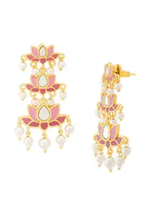 Voylla Gold-Plated Floral Drop Earrings
