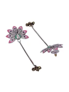 Voylla Silver-Plated Shaped Drop Earrings