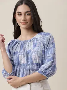 Fabindia Geometric Print Pure Cotton Top