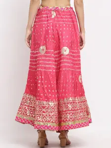 SOUNDARYA Printed Gota Patti Flared Maxi Skirts