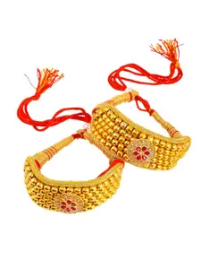 Silvermerc Designs Women 2 Gold-Plated Brass Cubic Zirconia Armlet Bracelet