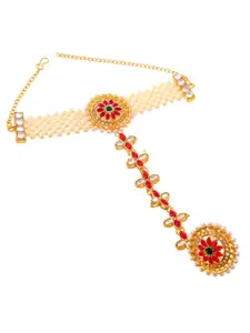 Silvermerc Designs Women Brass Pearls Gold-Plated Link Bracelet