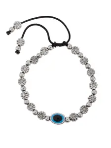 Silvermerc Designs Women Silver-Plated Brass Oxidised Charm Bracelet