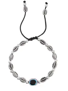 Silvermerc Designs Women Brass Oxidised Silver-Plated Charm Bracelet